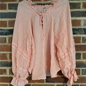 Free People Pink Ruffle Blouse